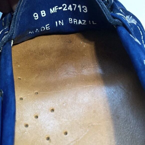 MERCANTI Fiorentini Nubuck Driving Shoes Blue Leather Loafers Womens 9B - Picture 11 of 14